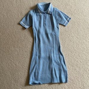 NWOT SHEIN Light Blue Knit Polo Dress | Size Small